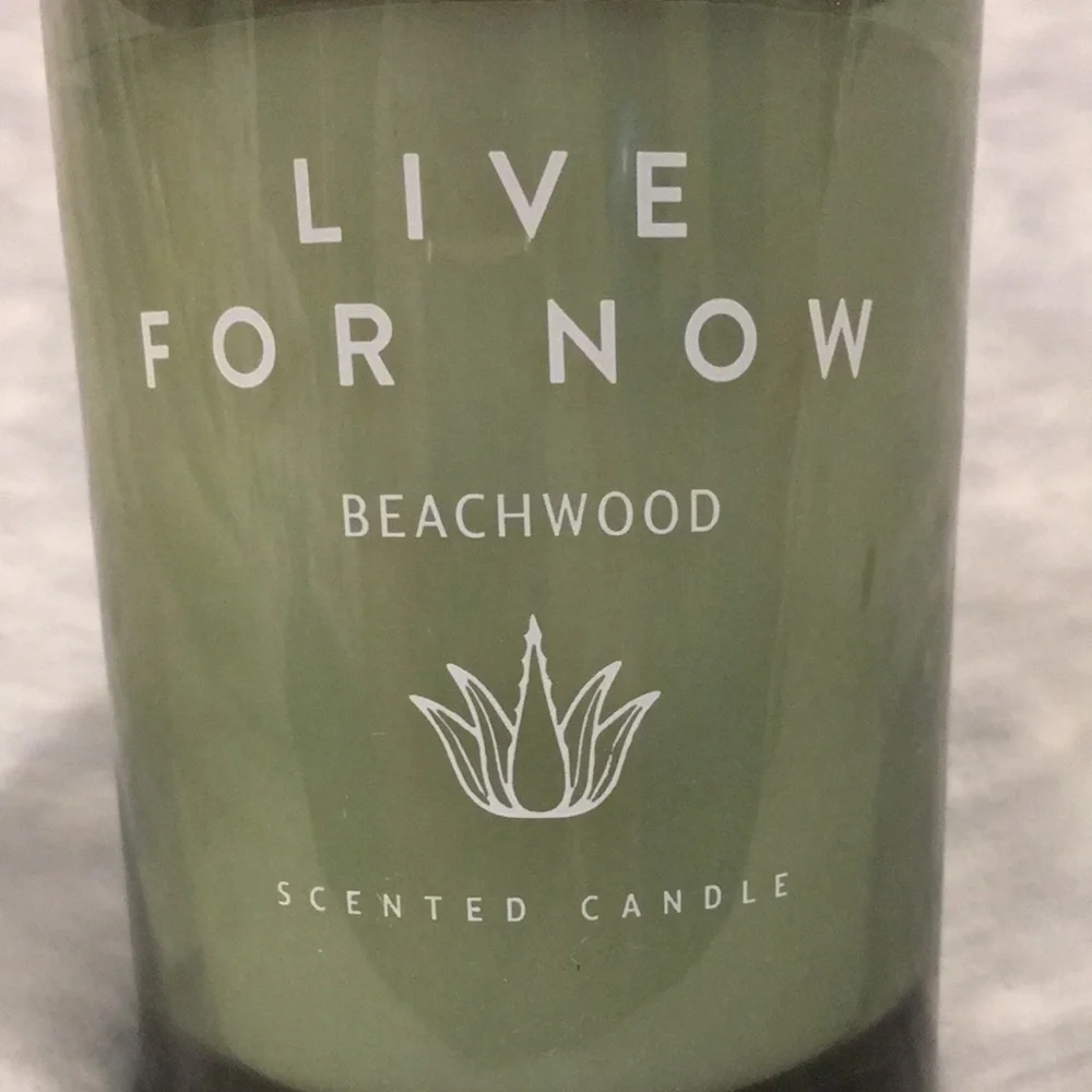 Glass Live For Now Scented Single Wick Home Decore Candle Beachwood 8.5oz NWT - Picture 3 of 16